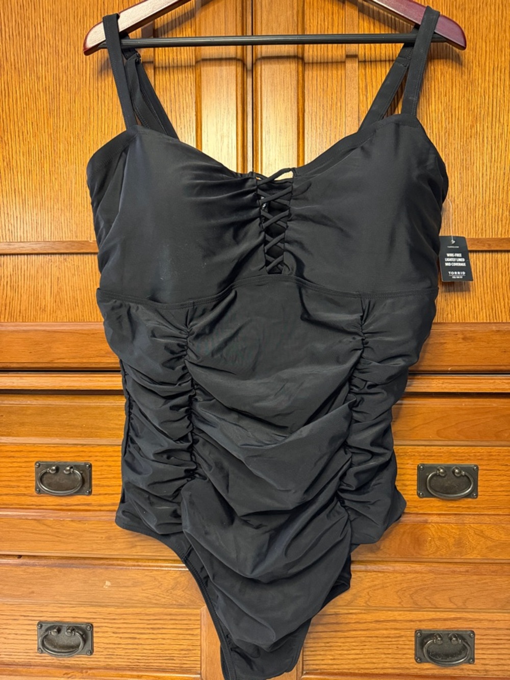 NWT torrid Slim Fix Lattice Front Ruched Swimsuit Wire-Free Tummy Control Curvy